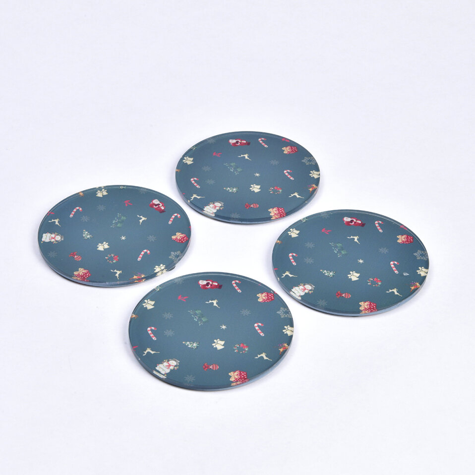 Merrie Yılbaşı Bardak Altlığı Yuvarlak 4' Lü - 3