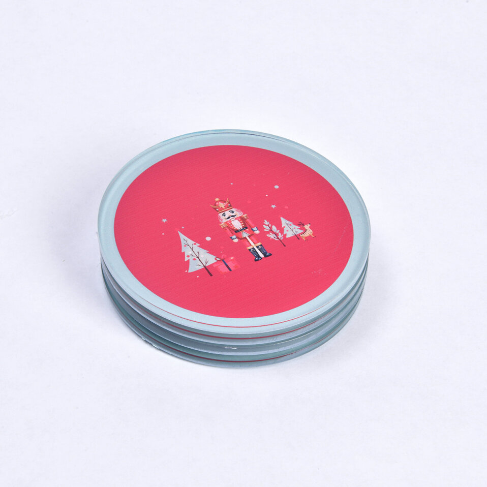 Noelle Yılbaşı Bardak Altlığı Yuvarlak 4' Lü - 1