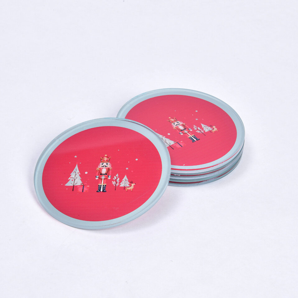 Noelle Yılbaşı Bardak Altlığı Yuvarlak 4' Lü - 2