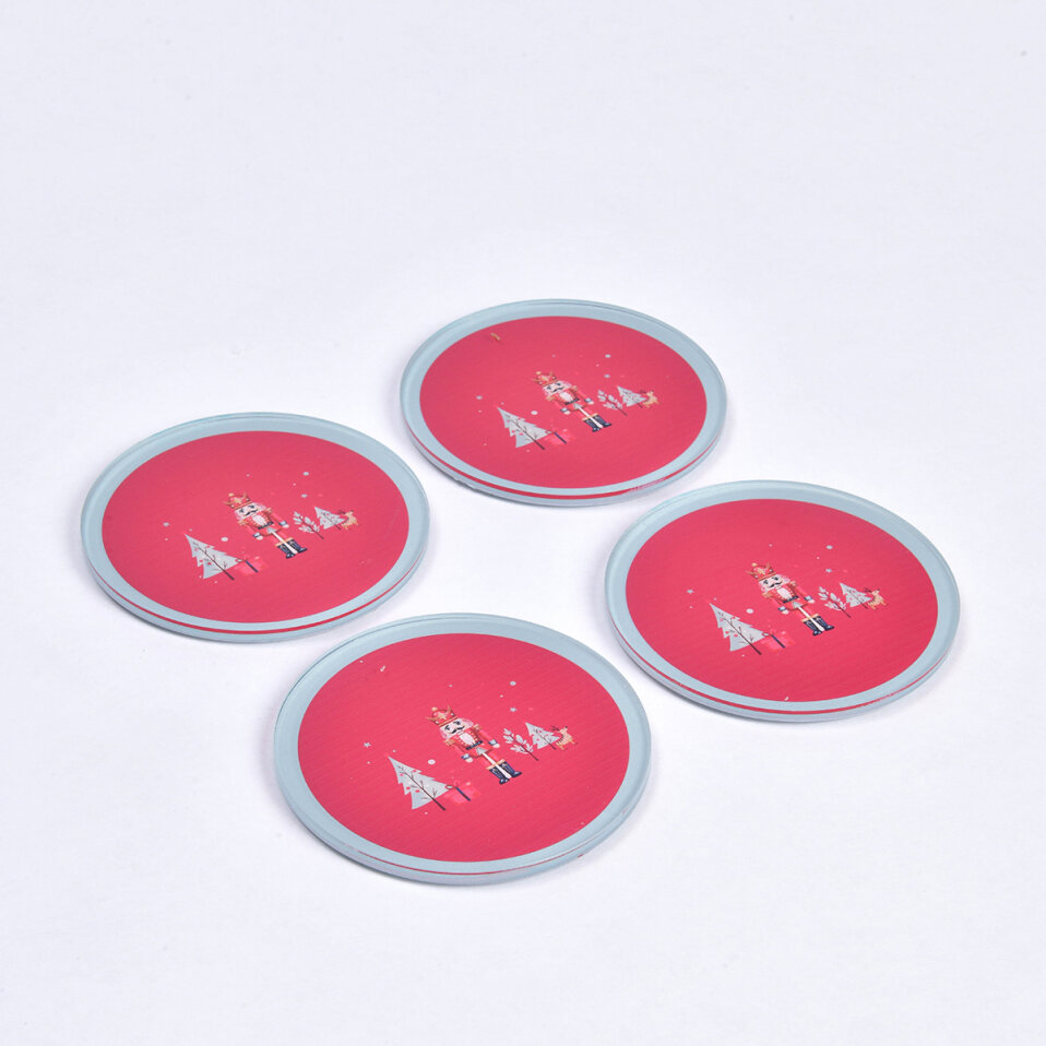 Noelle Yılbaşı Bardak Altlığı Yuvarlak 4' Lü - 3