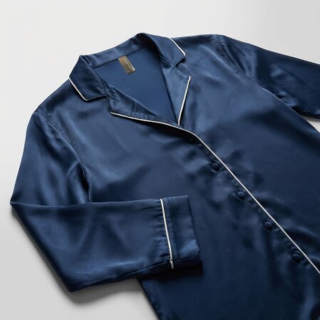 Pure Kadın Saten Gömlek Lacivert - 6