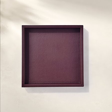 Rita Dekoratif Deri Tepsi Bordo 22x22x2,5 Cm - 1