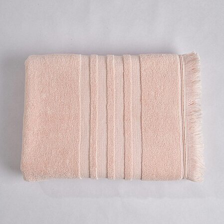 Senza Saçaklı Pamuk Banyo Havlusu Pembe 90x150 Cm - Qua Home