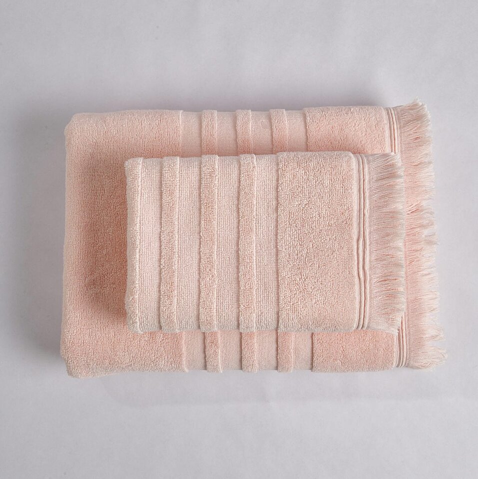 Senza Saçaklı Pamuk Banyo Havlusu Pembe 90x150 Cm - 2