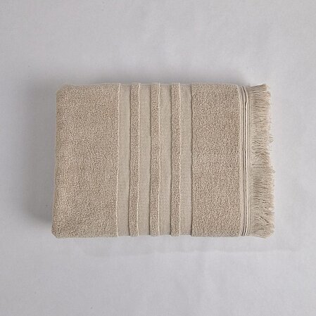 Senza Saçaklı Pamuk Yüz Havlusu Bej 50x80 Cm - Qua Home