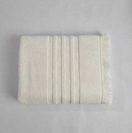 Senza Saçaklı Pamuk Yüz Havlusu Ekru 50x80 Cm - Qua Home