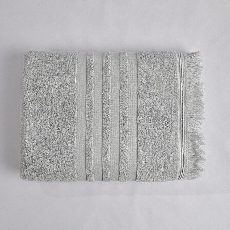 Senza Saçaklı Pamuk Yüz Havlusu Gri 50x80 Cm - Qua Home
