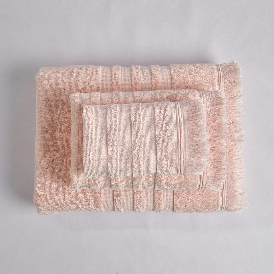 Senza Saçaklı Pamuk Yüz Havlusu Pembe 50x80 Cm - 3