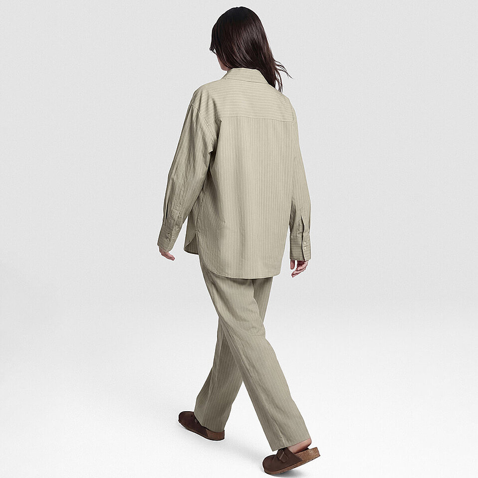 Sierra Kadın Çizgili Uzun Kol Gömlek Haki - 6