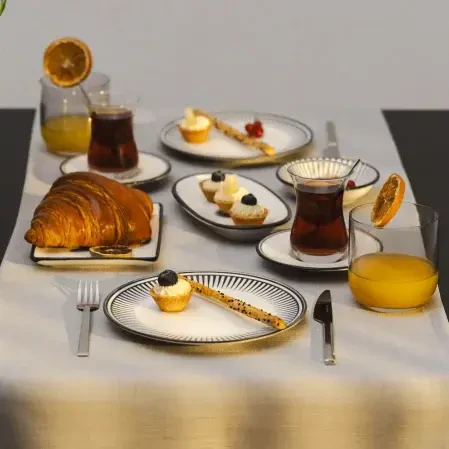 Aspen Siyah Çizgili Çay Tabağı - 2