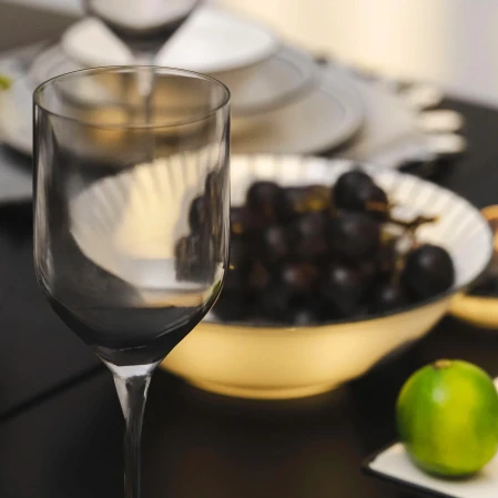 Sunset Kristal Beyaz Şarap Kadehi Antrasit 330 cc - 3