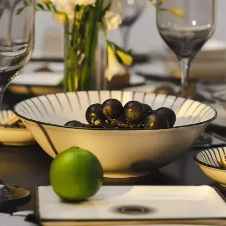 Aspen Siyah Çizgili Salata Kasesi 25 cm - 2