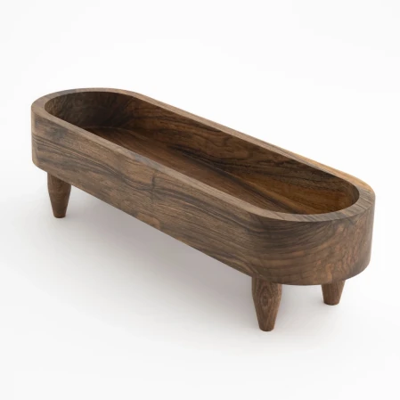 Maia Ceviz Ahşap Ayaklı Sunum Standı 45x14x12 cm - 4