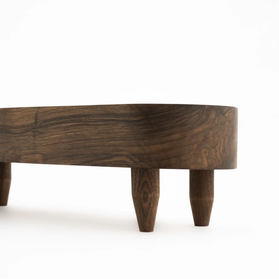 Maia Ceviz Ahşap Ayaklı Sunum Standı 45x14x12 cm - 3