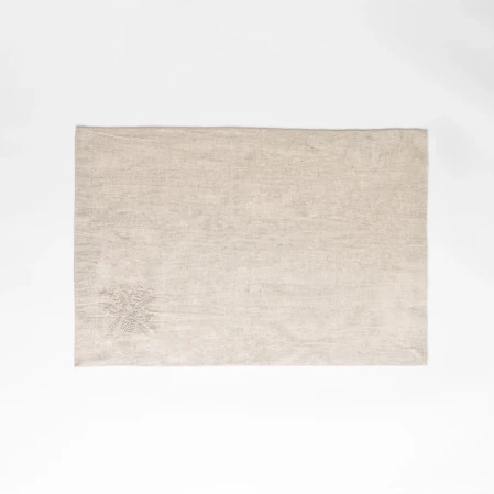 Julien Pamuk Keten Çiçek Nakışlı Amerikan Servis Ekru 