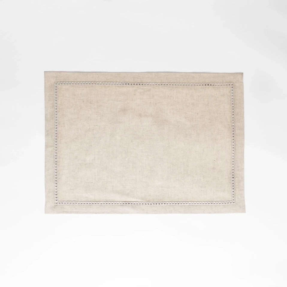 Natura Pamuk Keten Ajur Detaylı Amerikan Servis Ekru - Qua Home