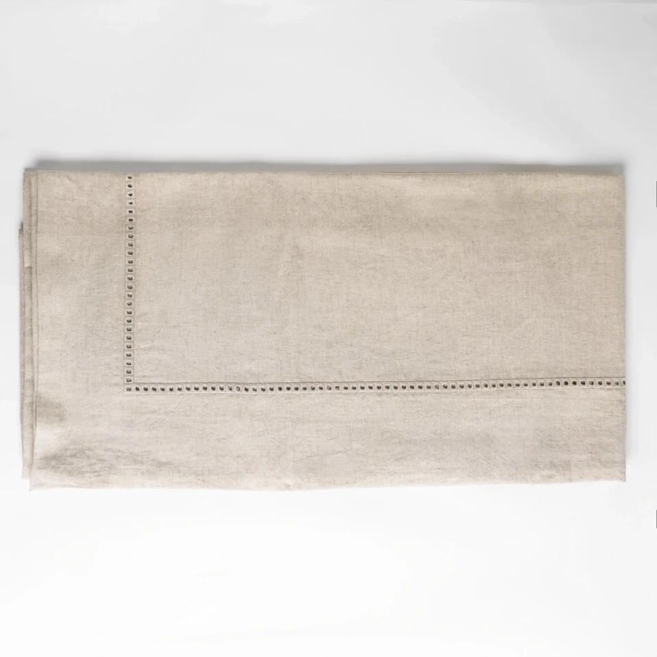 Natura Pamuk Keten Ajur Detaylı Masa Örtüsü Ekru - 2