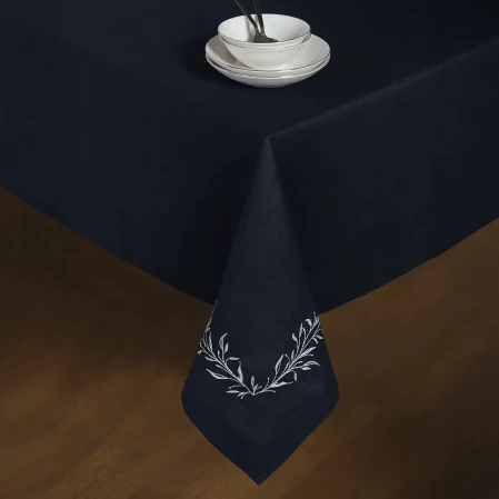 Petite %100 Keten Lacivert Masa Örtüsü - 3