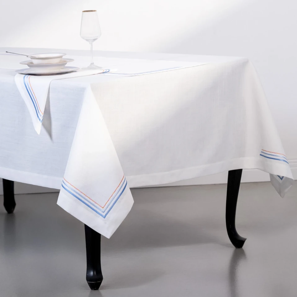 Sahara Masa Örtüsü Beyaz Mavi - Qua Home