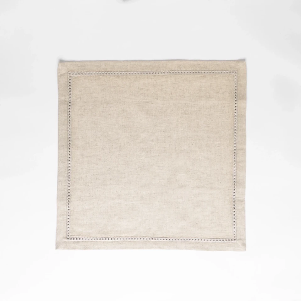 Natura 2'li Pamuk Keten Ajur Detaylı Peçete Ekru - Qua Home