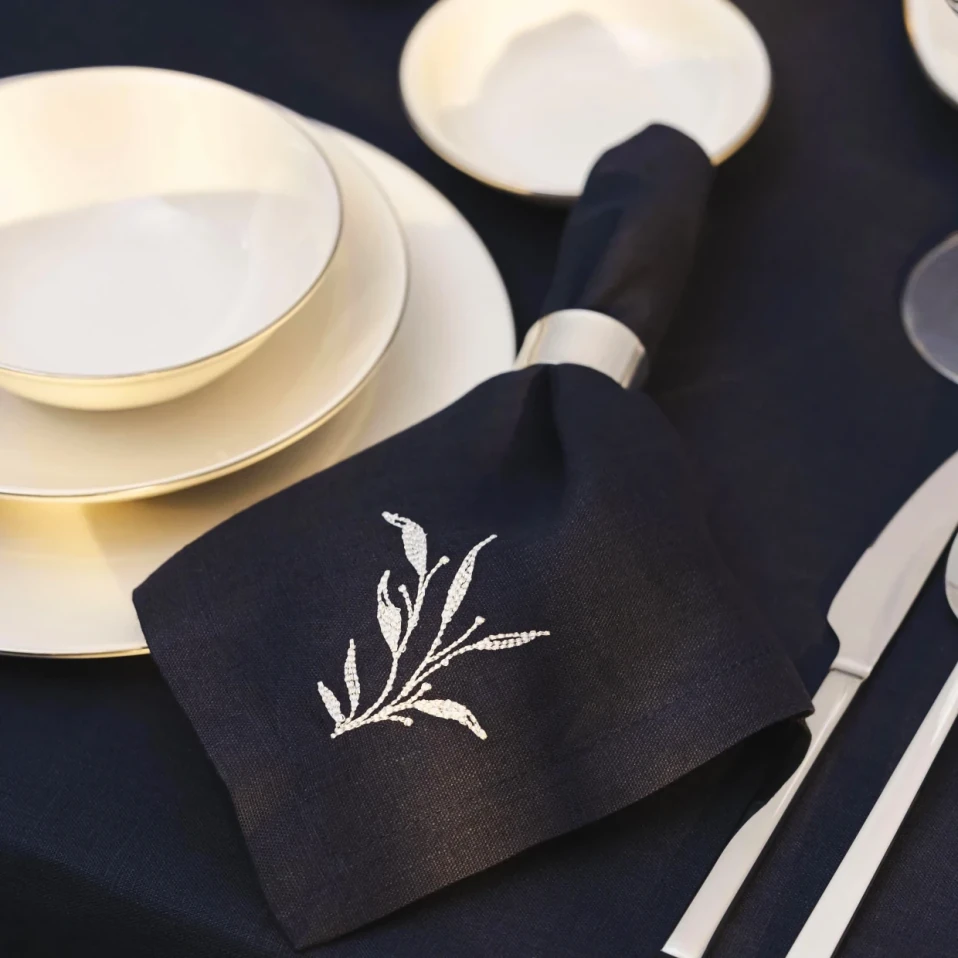 Petite 2'li %100 Keten Lacivert Peçete - Qua Home