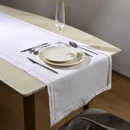 Lucca Pamuk Keten Biyeli Runner Beyaz 