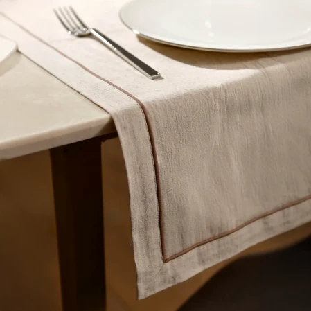 Lucca Pamuk Keten Biyeli Runner Ekru - 3