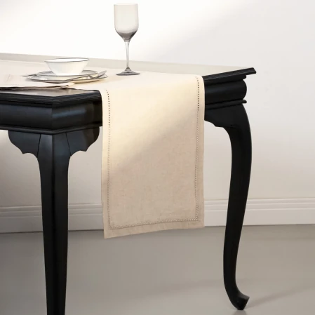 Natura Pamuk Keten Ajur Detaylı Runner Ekru 