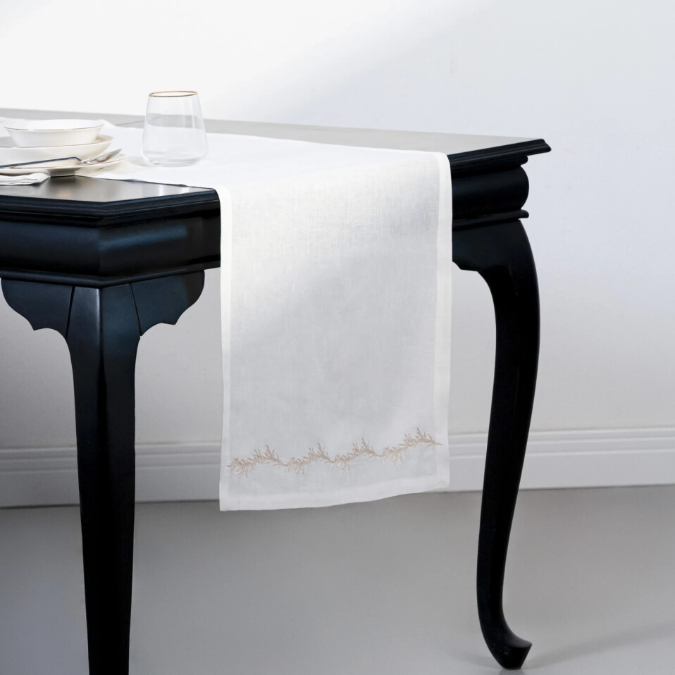 Petite % 100 Keten Beyaz Runner 45x150 cm - 1