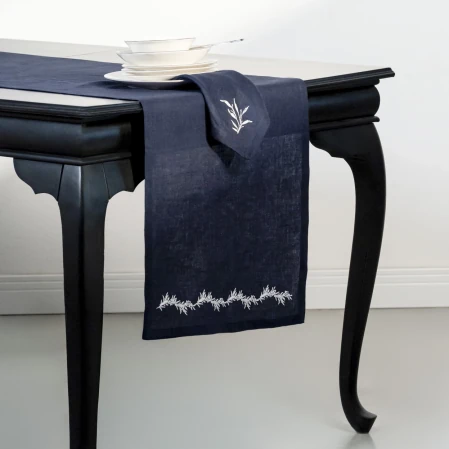 Petite % 100 Keten Lacivert Runner 45x150 cm - 1