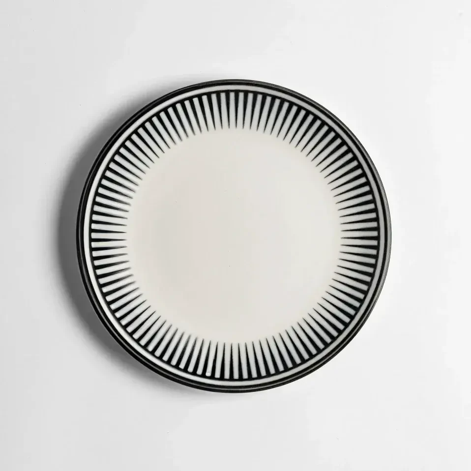 Aspen Siyah Çizgili Pasta Tabağı 21 cm - Qua Home