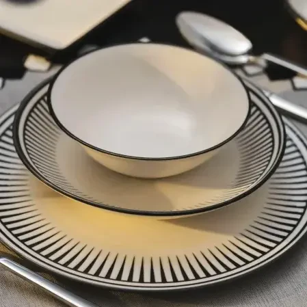 Aspen Siyah Çizgili Servis Tabağı 27 cm - 2