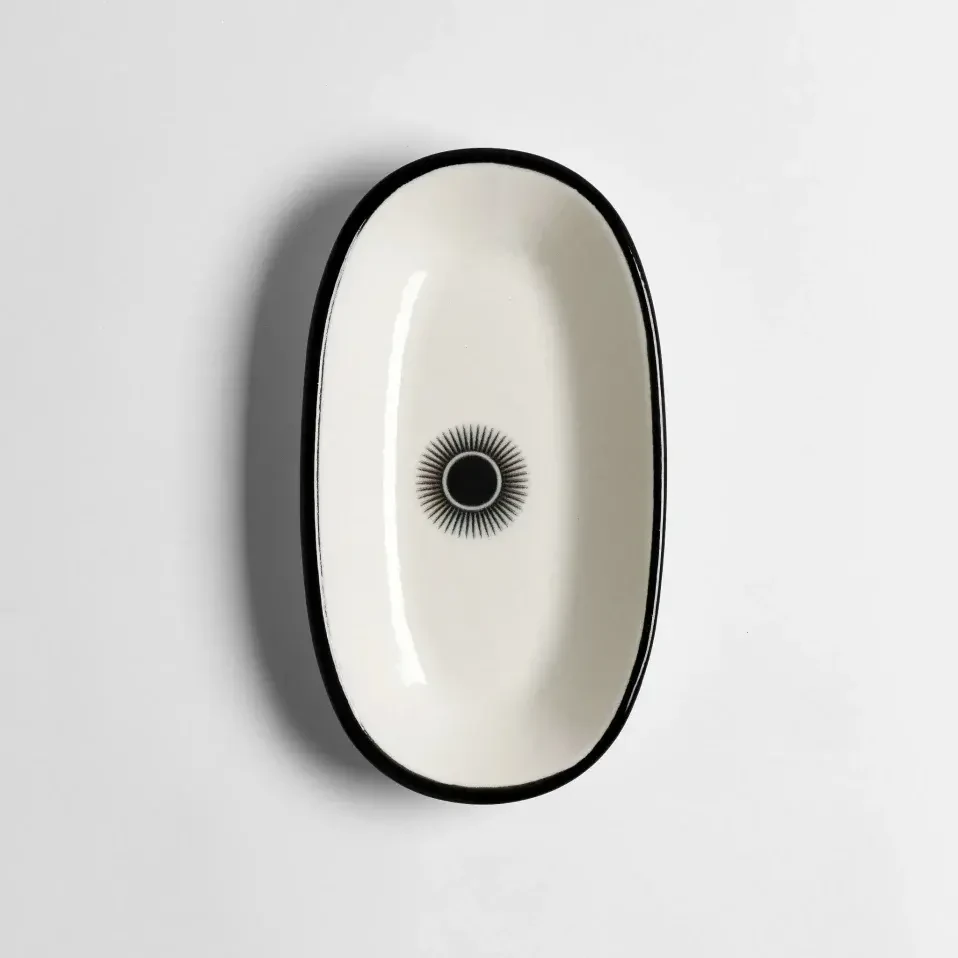 Aspen Siyah Çizgili Kayık Tabak 20x11 cm - Qua Home