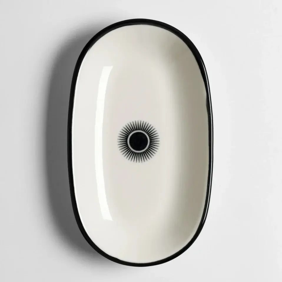 Aspen Siyah Çizgili Kayık Tabak 25x14 cm - Qua Home