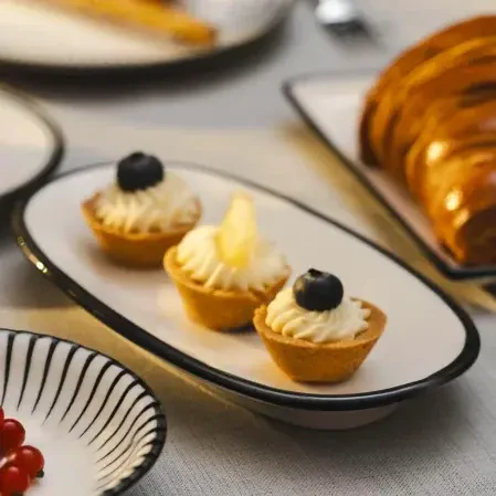 Aspen Siyah Çizgili Kayık Tabak 25x14 cm - 2