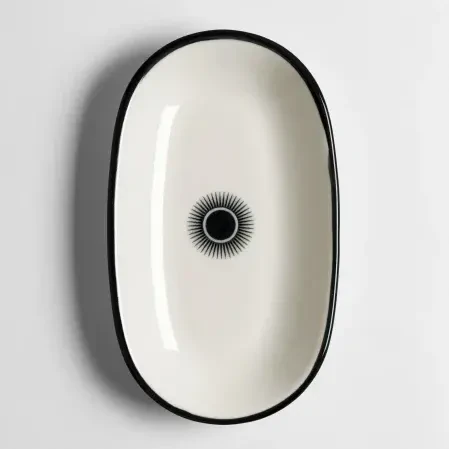 Aspen Siyah Çizgili Kayık Tabak 25x14 cm - 1