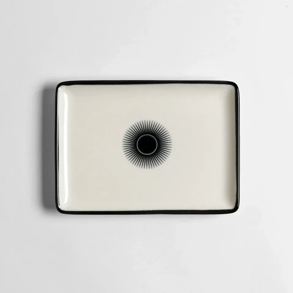 Aspen Siyah Çizgili Sunum Tabağı 13x18 cm - Qua Home