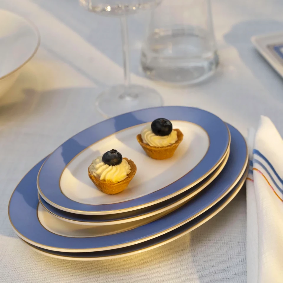 Giselle Mavi Gold Kayık Tabak 25x14 cm - 6