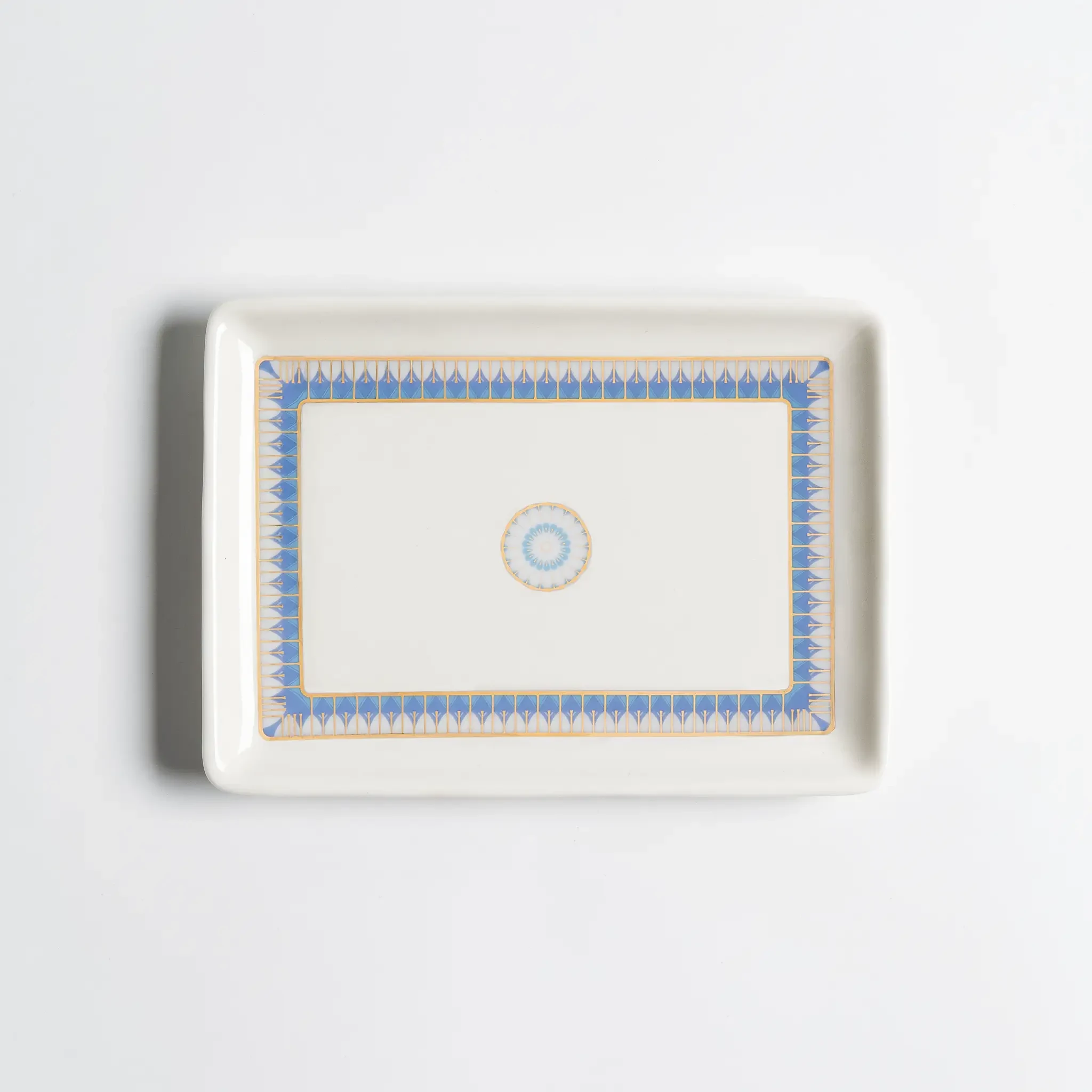 Giselle Mavi Gold Sunum Tabağı 13x18 cm - Qua Home