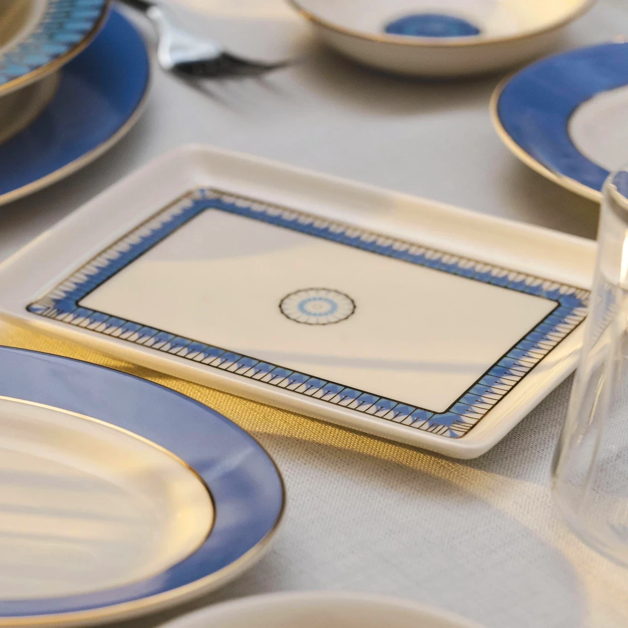 Giselle Mavi Gold Sunum Tabağı 13x18 cm - 3