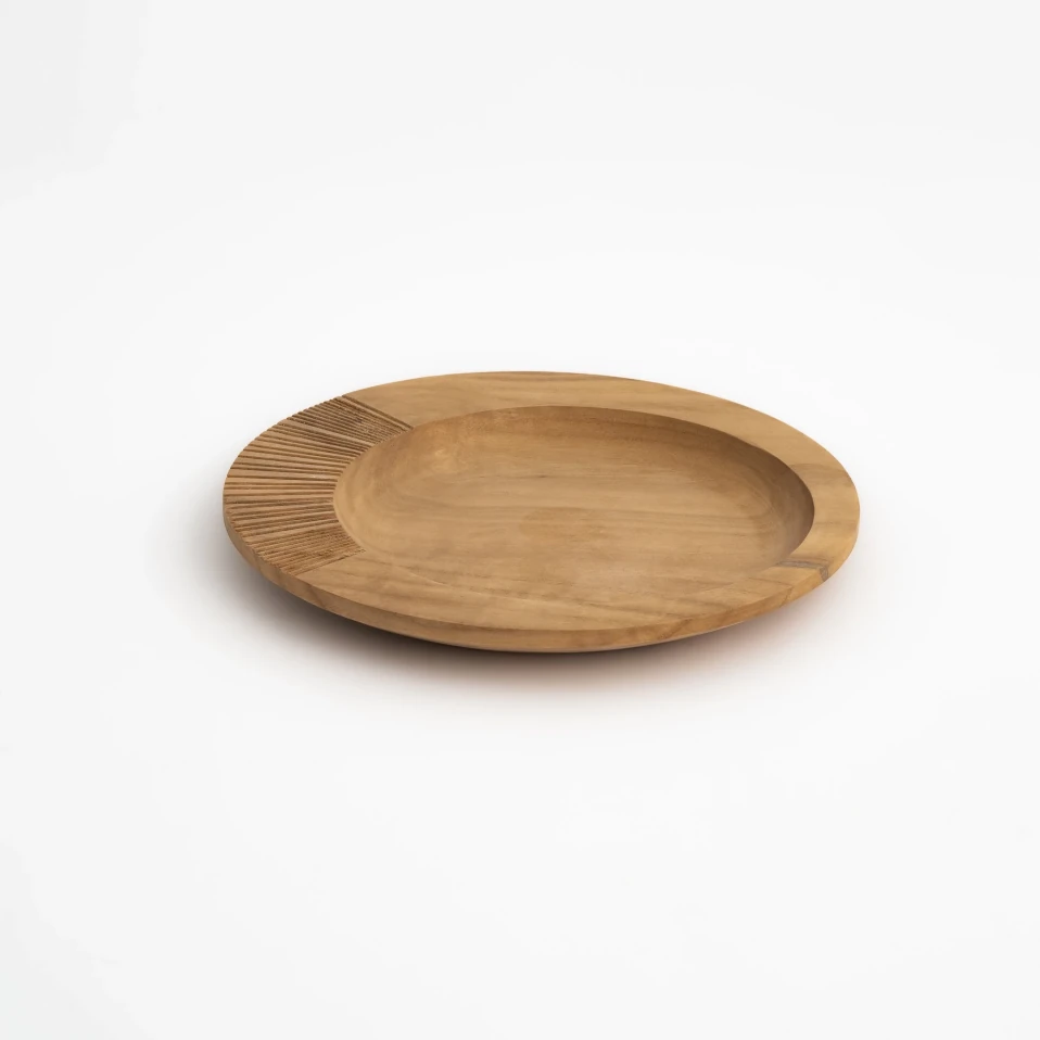 Lyla Ceviz Ahşap Dekoratif Tabak 25x25x2.5 cm - 4