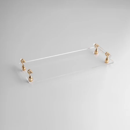 Etser Pirinç Kulp Detaylı Pleksi Tepsi 40x17 cm - 1