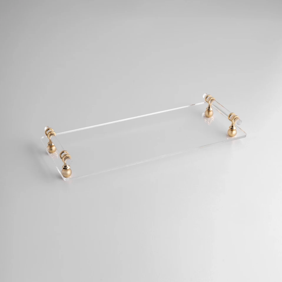 Etser Pirinç Kulp Detaylı Pleksi Tepsi 40x17 cm - Qua Home