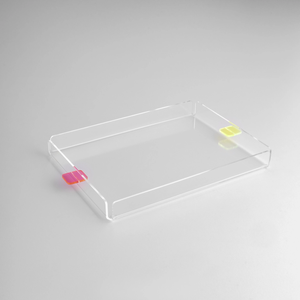 Manta Renkli Kulp Detaylı Pleksi Tepsi 36x26 cm - 4