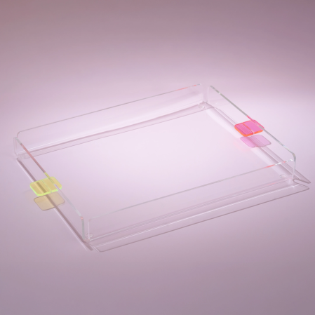 Manta Renkli Kulp Detaylı Pleksi Tepsi 36x26 cm - Qua Home