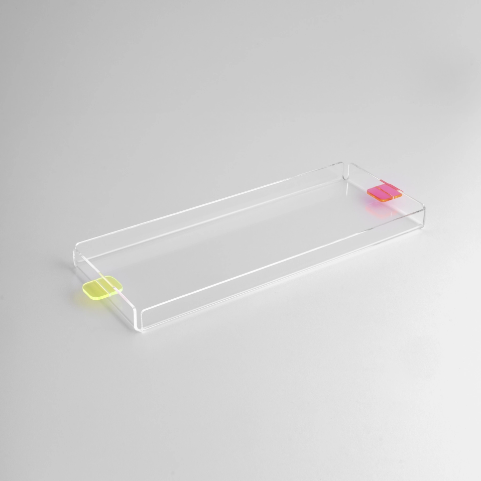 Manta Renkli Kulp Detaylı Pleksi Tepsi 40x17 cm - 4