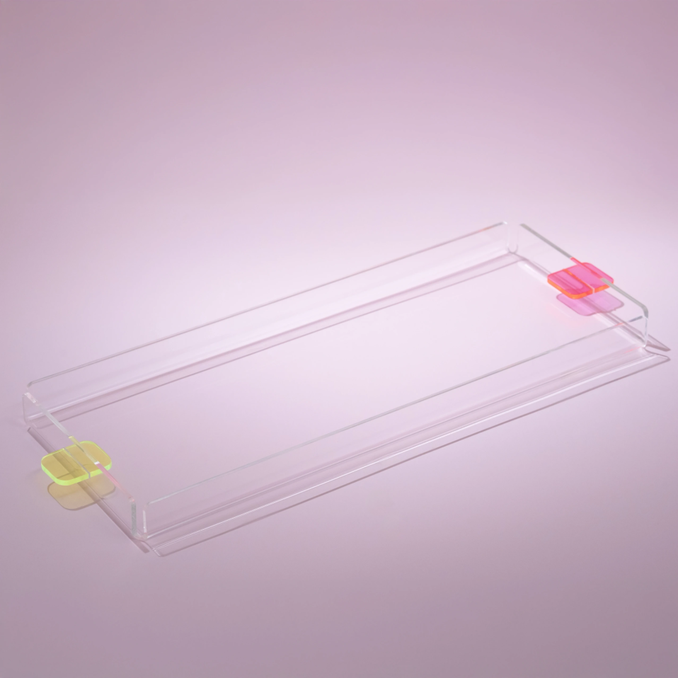 Manta Renkli Kulp Detaylı Pleksi Tepsi 40x17 cm - 1