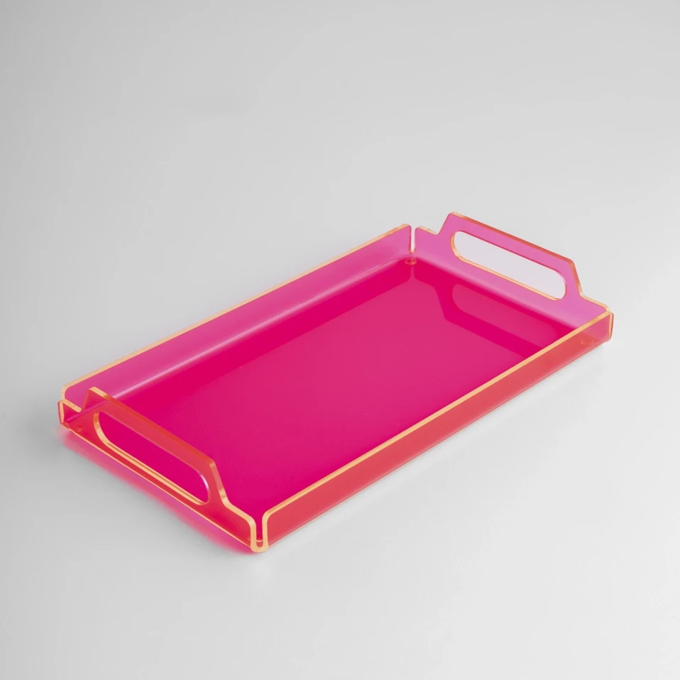 Vasa Neon Pleksi Tepsi Pembe 35x20 cm - 1