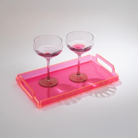 Vasa Neon Pleksi Tepsi Pembe 35x20 cm - 3