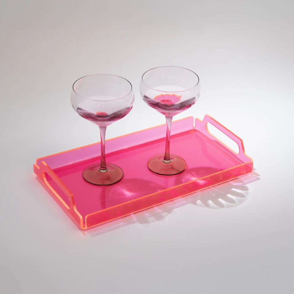 Vasa Neon Pleksi Tepsi Pembe 35x20 cm - 3